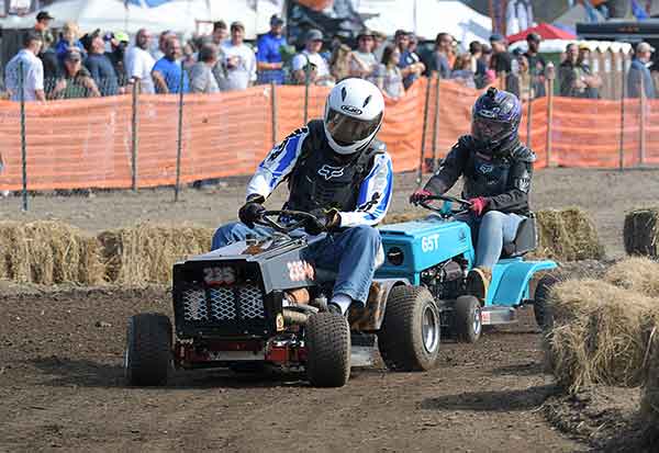 Lawn Mower Racing on dirt track at NH snowmobile Grass Drags and Water Cross.