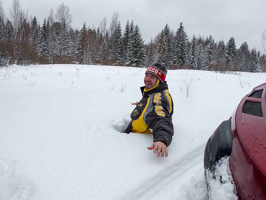 Roman Shtefan finds himself waist-deep in snow.