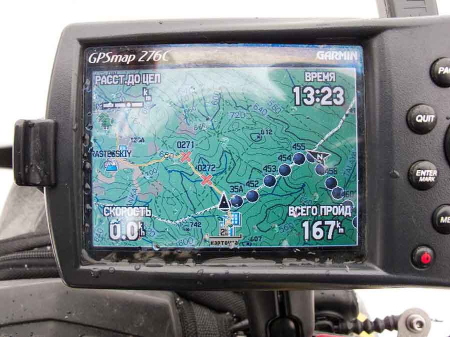 GPS snowmobile trip on Babinov Road Ural Mountains