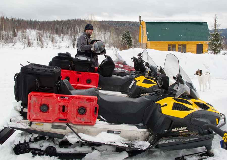 Russian banya on snowmobile adventure
