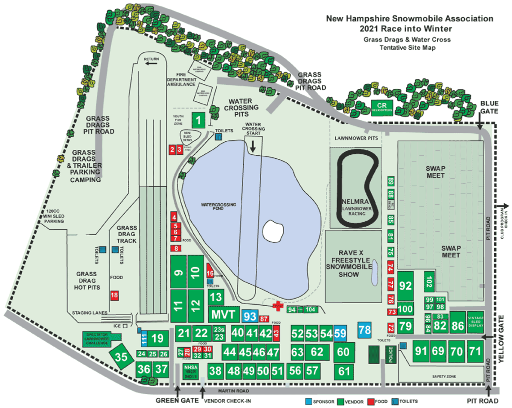 2021 NH Grass Drags and water cross vendor map
