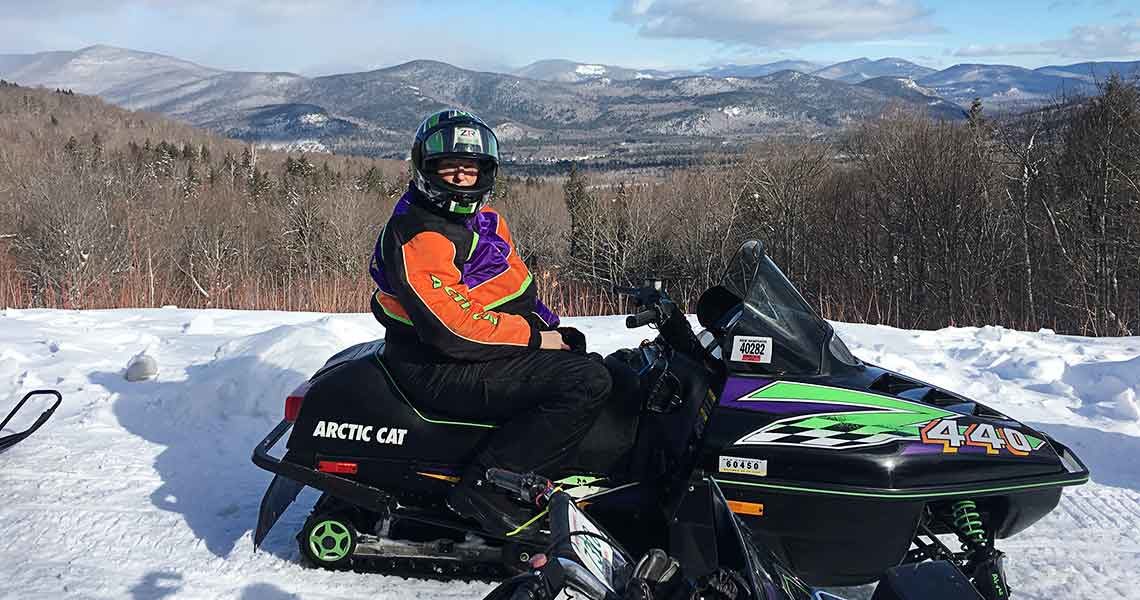 Gail Prelli snowmobile Notch Trail