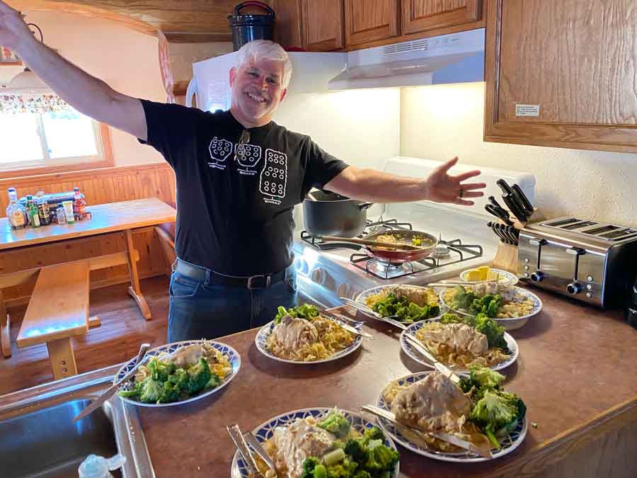Gary Broderick took the kitchen under control one night to make a spectacular chicken dish.